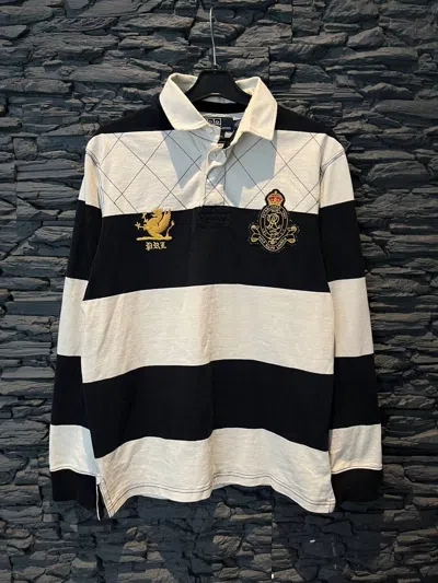 Pre-owned Polo Ralph Lauren X Vintage Y2k Polo Ralph Laurent Rugby 90's In Black White