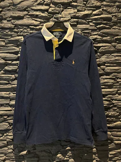 Pre-owned Polo Ralph Lauren X Vintage Y2k Polo Ralph Laurent Rugby 90's In Blue Yellow