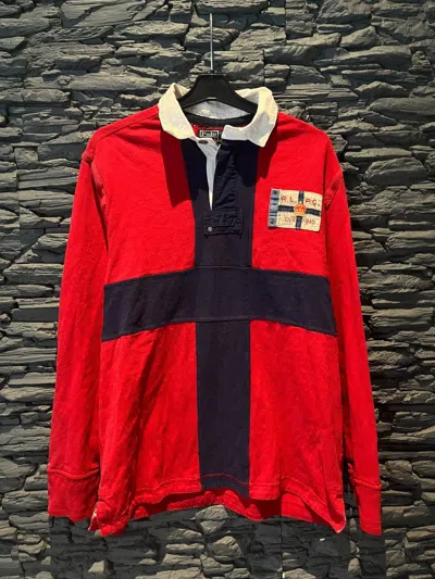Pre-owned Polo Ralph Lauren X Vintage Y2k Polo Ralph Laurent Rugby 90's In Red Black