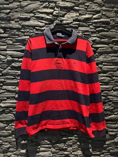 Pre-owned Polo Ralph Lauren X Vintage Y2k Polo Ralph Laurent Rugby 90's In Red Black