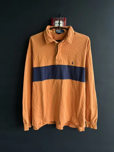 Pre-owned Polo Ralph Lauren X Vintage Y2k Polo Ralph Laurent Rugby Jersey Japan In Orange