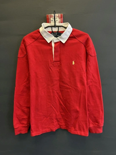 Pre-owned Polo Ralph Lauren X Vintage Y2k Polo Ralph Laurent Rugby Jersey Japan In Red