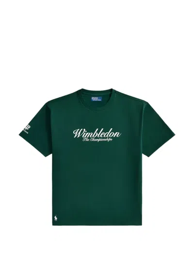 Polo Ralph Lauren Wimbledon Logo-printed Cotton-jersey T-shirt In Green