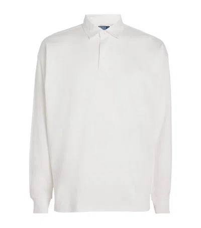 Polo Ralph Lauren X Wimbledon Cotton Mesh Custom-fit Rugby Shirt In White