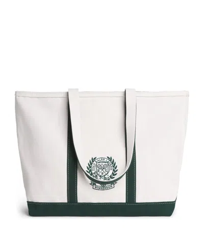 Polo Ralph Lauren X Wimbledon Large Cotton Shopper Bag In Green