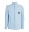 Polo Ralph Lauren X Wimbledon Linen Logo Crest Shirt In Blue