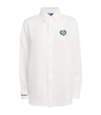 Polo Ralph Lauren X Wimbledon Linen Logo Crest Shirt In White