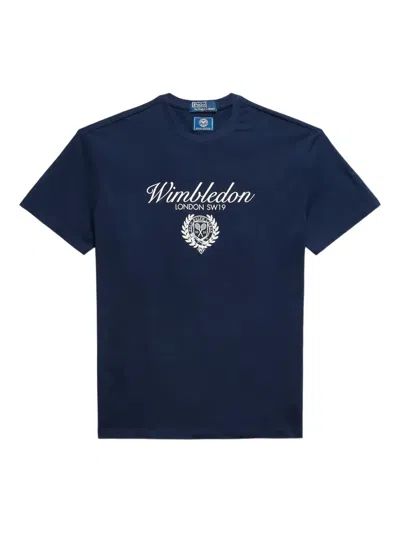Polo Ralph Lauren Wimbledon Logo-print Cotton-jersey T-shirt In Blue
