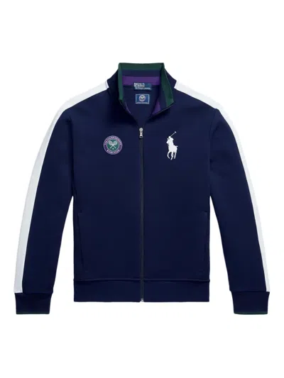 Polo Ralph Lauren X Wimbledon Panelled Full-zip Sweatshirt In Blue