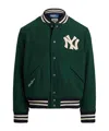Polo Ralph Lauren Mens Ribbed Logo-embroidered Wool-blend Bomber Jacket Moss Agate In Green