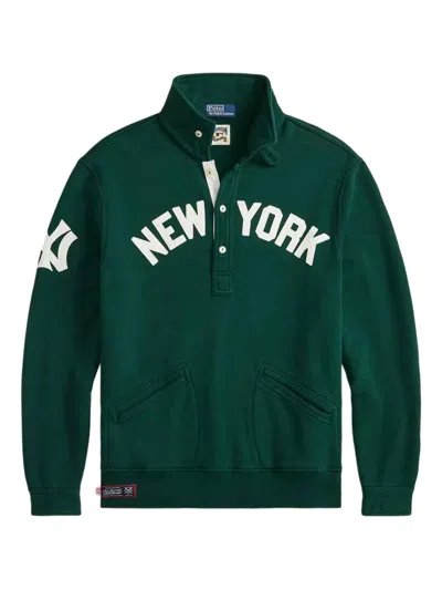 Polo Ralph Lauren Mens Yankees Spread-collar Cotton-blend Sweatshirt Moss Agate In Green