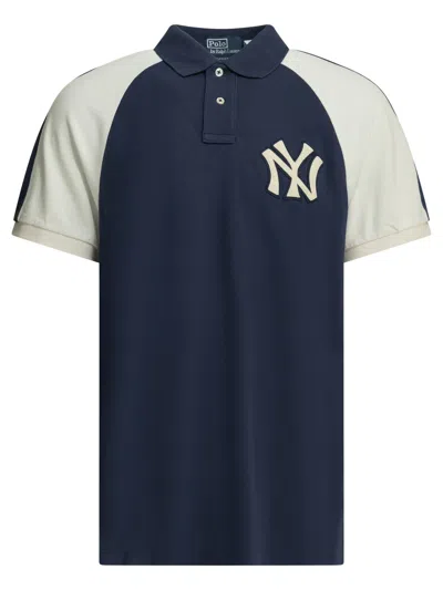 Polo Ralph Lauren Yankees Colorblocked Polo T-shirt In Blue