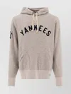 Polo Ralph Lauren "yankees" Drawstring Hood Kangaroo Pocket Hoodie In Pink