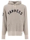Polo Ralph Lauren "yankees" Drawstring Hood Kangaroo Pocket Hoodie In Gray