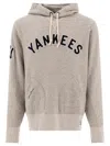 Polo Ralph Lauren "yankees" Drawstring Hood Kangaroo Pocket Hoodie In Brown
