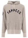 Polo Ralph Lauren "yankees" Drawstring Hood Kangaroo Pocket Hoodie In Neutral