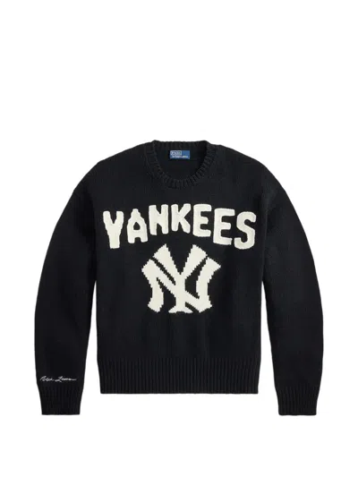 Polo Ralph Lauren Yankees Intarsia-knit Sweatshirt In Black