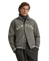 Polo Ralph Lauren Mens Regent Heather New York Wool-blend Bomber Jacket Xs In Gray