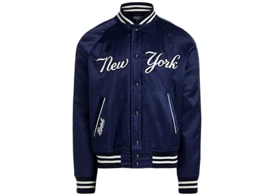 Pre-owned Polo Ralph Lauren Yankees Jacket (mens) In Aviator Navy Blue/white