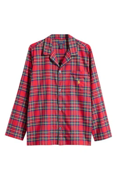 Polo Ralph Lauren Yarn Dyed Plaid Flannel Pajama Shirt In Red