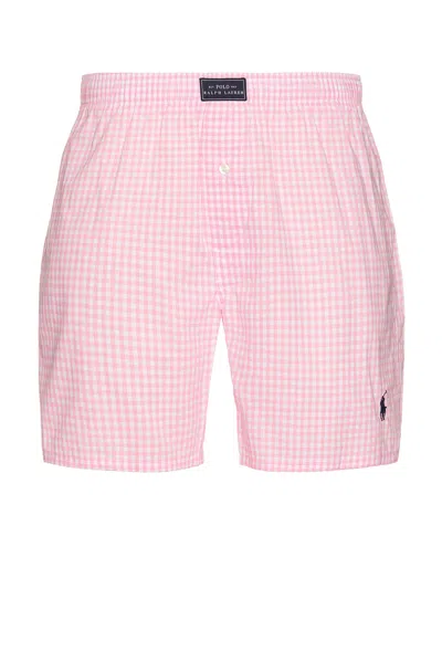 Polo Ralph Lauren Yarn Dyed Woven Boxer In Pink Mini Gingham & Cruise Navy Pp