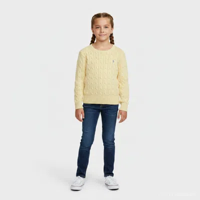 Pre-owned Polo Ralph Lauren Yellow Cable Knit Long Sleeve Sweater 6 Yrs