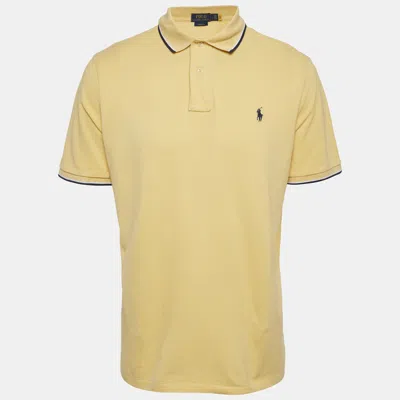 Pre-owned Polo Ralph Lauren Yellow Cotton Pique Polo T-shirt L