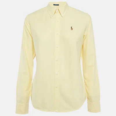 Pre-owned Polo Ralph Lauren Yellow Cotton Slim Fit Button Front Shirt M