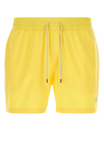 Polo Ralph Lauren Yellow Stretch Polyester Swimming Shorts In Oasisyellow