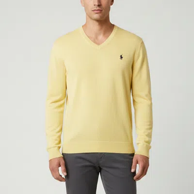 Pre-owned Polo Ralph Lauren Yellow V-neck Long Sleeve Sweatshirt S