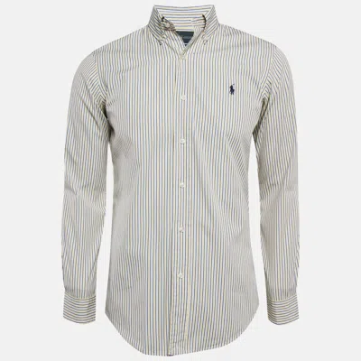 Pre-owned Polo Ralph Lauren Yellow/blue Striped Cotton Custom Fit Shirt S