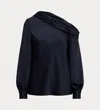 Polo Ralph Lauren Zamiel Long Sleeve Blouse In Blue