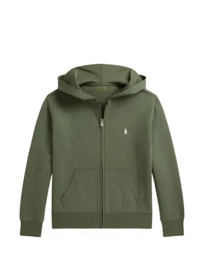 Polo Ralph Lauren Kids' Zip Embroidered Pony Hoodie In Green