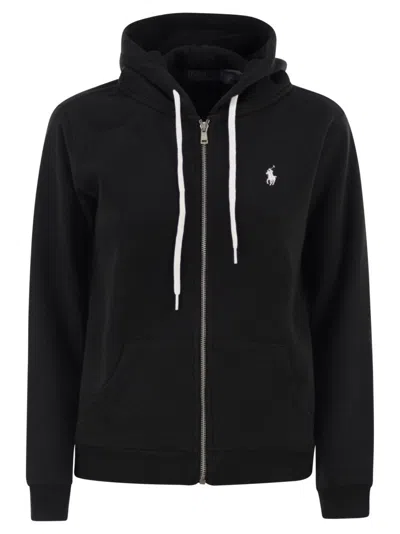 Polo Ralph Lauren Zip-fastening Hoodie With Exclusive Embroidered Pony In Black