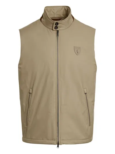 Polo Ralph Lauren Zip-fastening Logo-plaque Vest In Brown