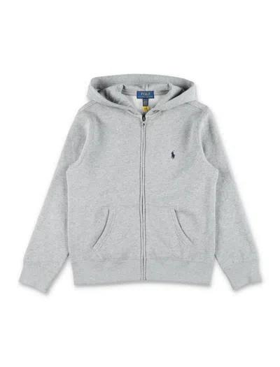 Polo Ralph Lauren Kids' Zip Fleece Hoodie In Grey