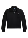 Polo Ralph Lauren Cotton Blend Fleece Quarter-zip Sweatshirt In Black
