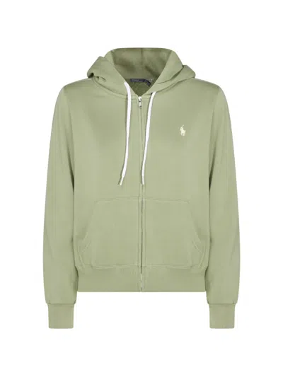 Polo Ralph Lauren Zip Hooded Cotton Hoodie In Green