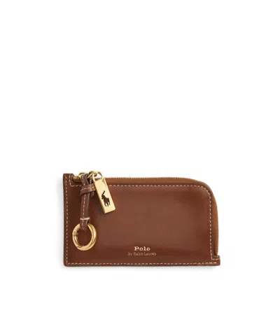Polo Ralph Lauren Zip Leather Wallet In Brown