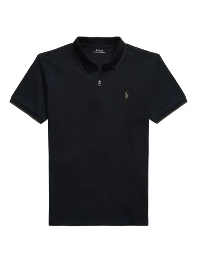 Polo Ralph Lauren Zip-neck Polo Shirt In Black