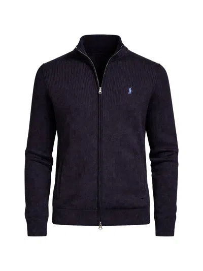 Polo Ralph Lauren Zip Ribbed Cardigan In Blue