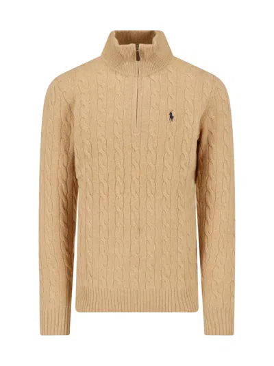 Polo Ralph Lauren Zip Sweater In Beige