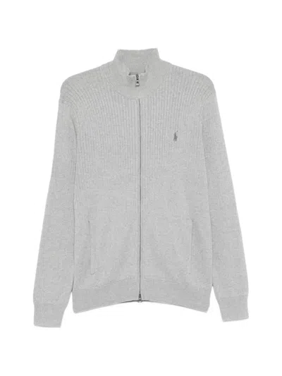 Polo Ralph Lauren Zip-up Cardigan In Gray