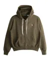 Polo Ralph Lauren Zip-up Drawstring Hoodie In Brown