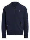 Polo Ralph Lauren Zip-up Embroidered Bomber-style Sweatshirt In Blue