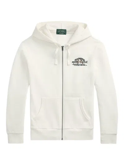 Polo Ralph Lauren Zip-up Embroidered Hoodie In White