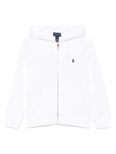 Polo Ralph Lauren Kids' Zip-up Fleece Hoodie In White
