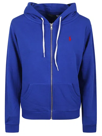 Polo Ralph Lauren Zip-up Hooded Top In Soft Cotton Blend In Blue