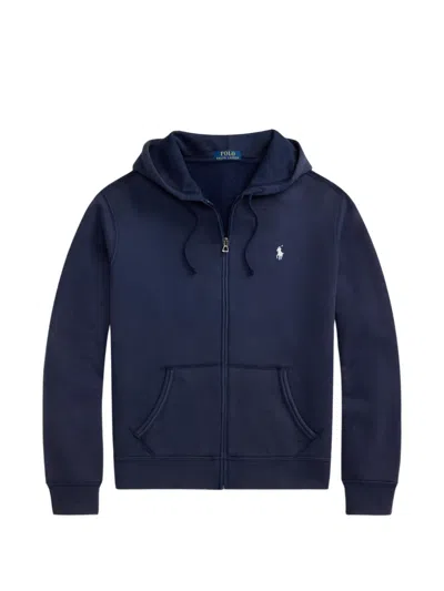 Polo Ralph Lauren Loopback Terry Full-zip Hoodie Man Sweatshirt Navy Blue Size L Cotton