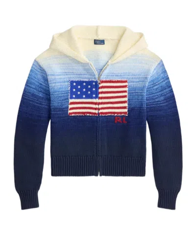 Polo Ralph Lauren Ombre Cotton Hoodie Knitwear Blue In Multi